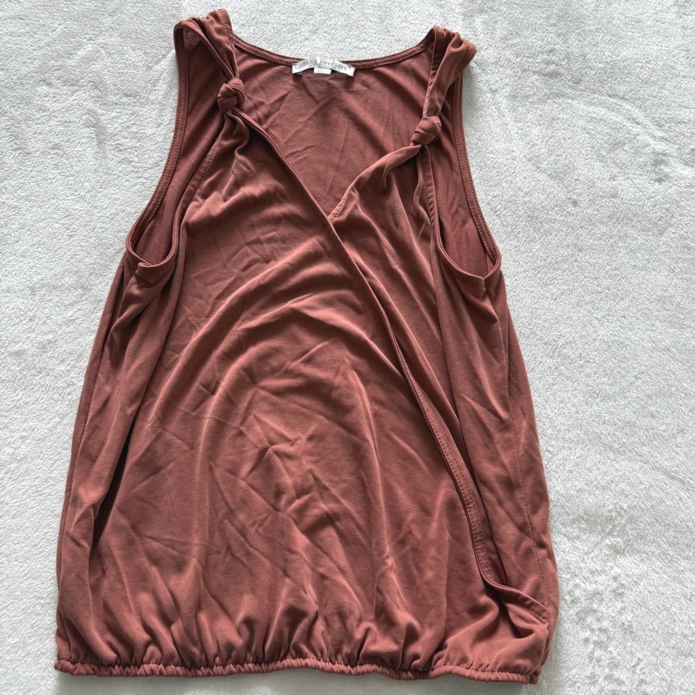 Green Envelope Los Angeles Rust Sleeveless Surplice Tank Top XS Boho Knot
